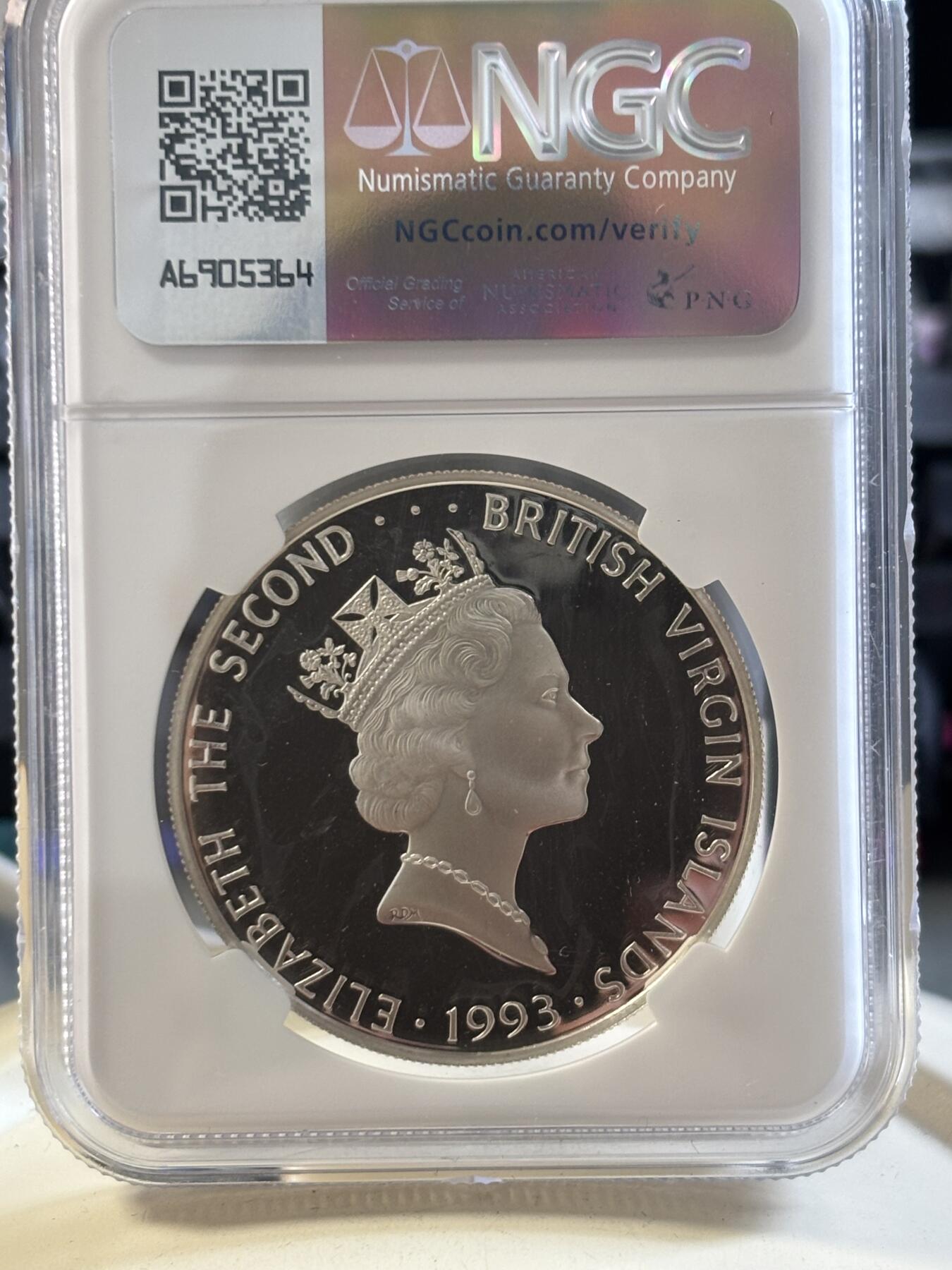 第186期拍卖 维尔京1993年动物黑脚雪貂21.59克银币NGC-PF67,925银