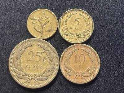 邮泉阁限时拍卖第三十八场 亚洲专场（硬币在国外。请付邮费6元。） - 土耳其1940-1960年代4枚