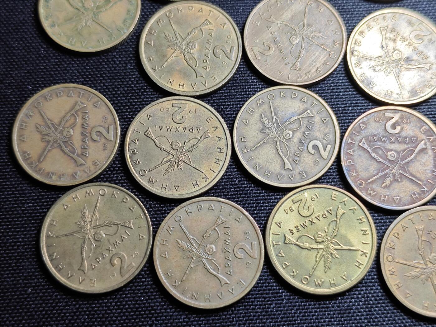 KK钱币收藏小铺 《套币 好品/批量散币专场》  2月预留时间 周末发货  希腊2德拉克马铜币22枚一组