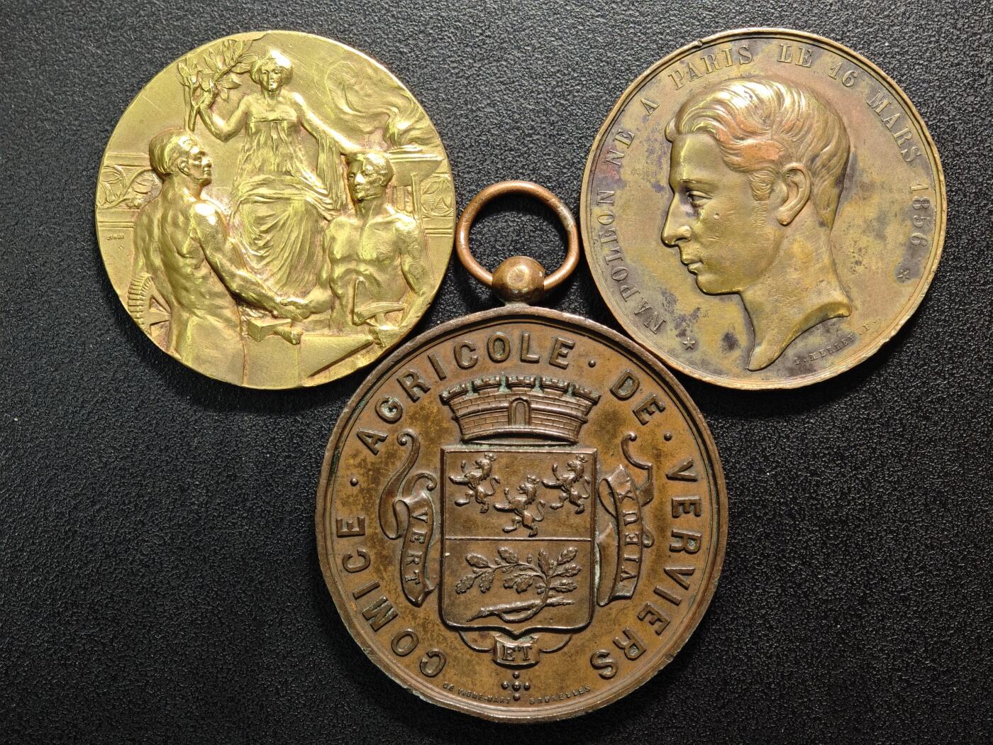 【德藏】世界币章拍卖第159期(元旦专场拍卖) 3枚一组 欧洲老铜章 详细尺寸请看拍品介绍