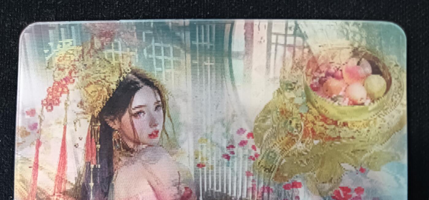 花开卡拍第53期（12月28号周日截拍，品控勿拍!!!拍品不寄存，运费5元，自制卡难免瑕疵，可能存在轻微撞角爆边等出厂瑕疵，品控介意勿拍！） 卡友自制 潘巧云 胡奿 双人变换光栅卡，1张