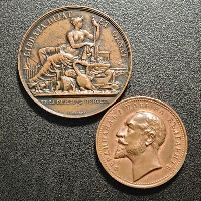 【德藏】世界币章拍卖第159期(元旦专场拍卖) - 2枚一组 欧洲老铜章 详细尺寸请看拍品介绍