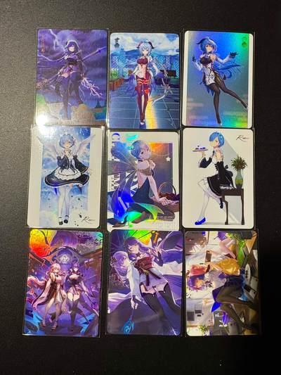 NO.19 好又多金牌大场，新店点关注不迷路！每周一站式配齐，方便凑单！（周6晚8点截拍，卖家送拍0抽成！） - 动漫女主卡牌 雷电、甘雨、蕾姆共9张 彩闪