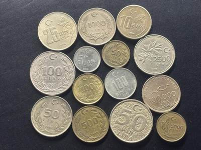 邮泉阁限时拍卖第三十八场 亚洲专场（硬币在国外。请付邮费6元。） - 土耳其1990年代14枚