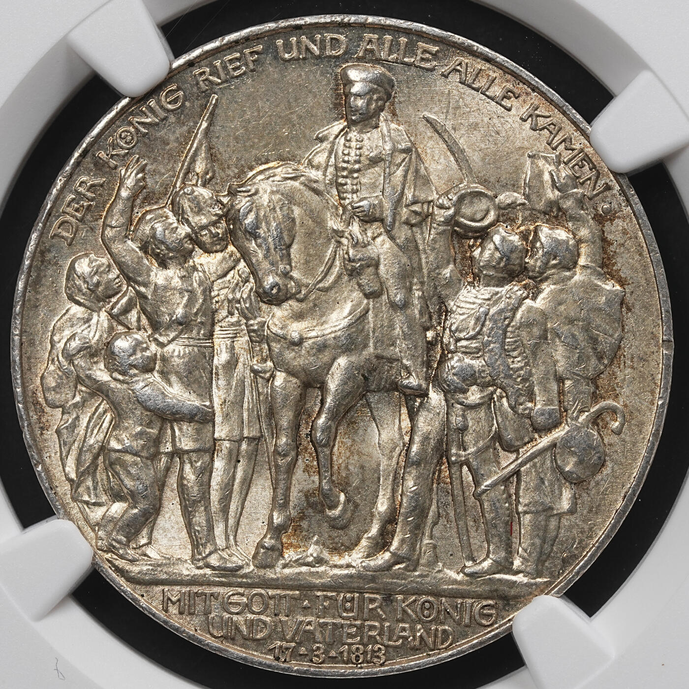 修遠堂世界钱币第九十九期 NGC MS62 1913年普鲁士战胜拿破仑100周年纪念3马克银币