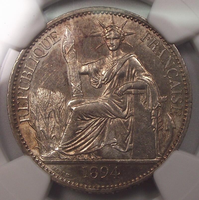 【NGC-MS61亚军分】法属印支1894年50分坐洋银币