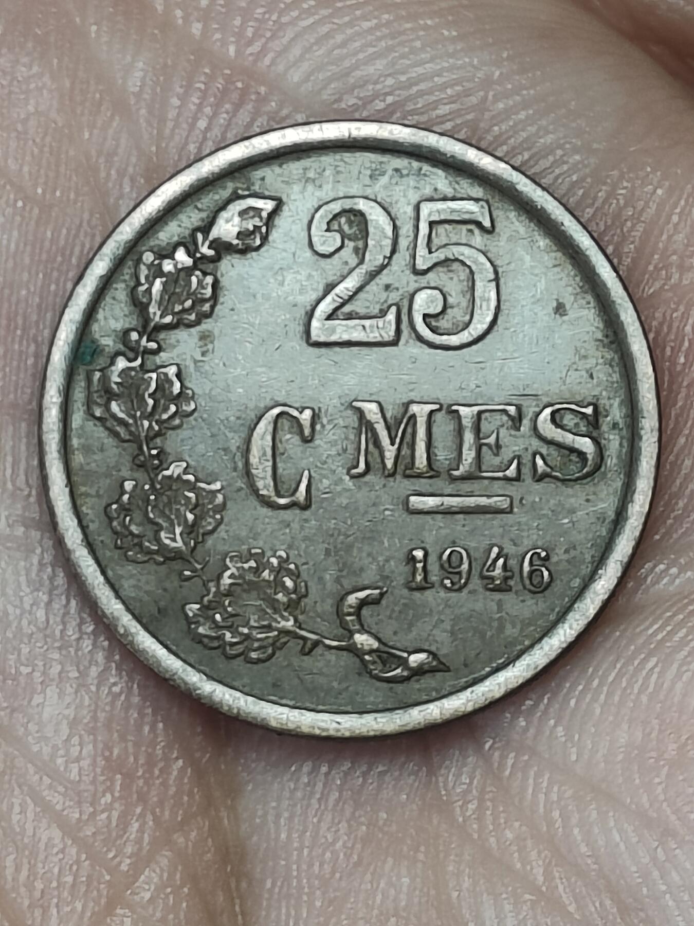 2025年第一百四十场(总第一百六十六场）外国好品散币场(免佣金) 少见–卢森堡🇱🇺1946年25生丁(第七任大公夏洛特夫人时期第四版，首发年仅发行2年)