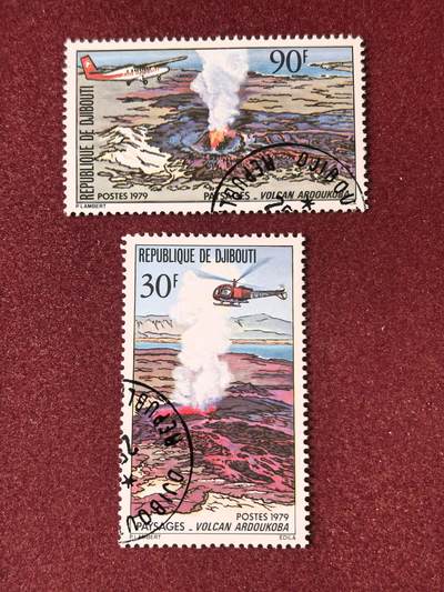 联合阁邮币社™ ——“多国邮票”👍🏻👏🏻👍🏻👏🏻 - 吉布提1979年 阿尔杜科巴火山喷发1周年2全