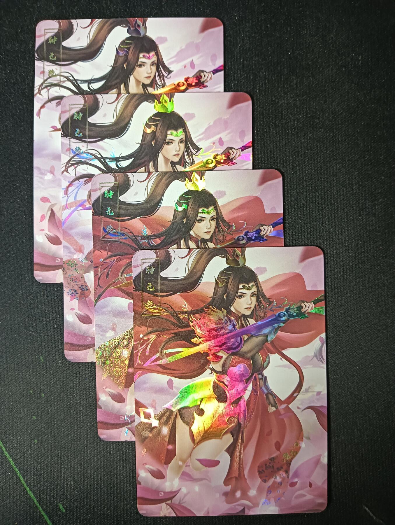 花开卡拍第53期（12月28号周日截拍，品控勿拍!!!拍品不寄存，运费5元，自制卡难免瑕疵，可能存在轻微撞角爆边等出厂瑕疵，品控介意勿拍！） 绘天阁 艺术卡 妍华传钟无艳彩闪三渐变+特藏 4张