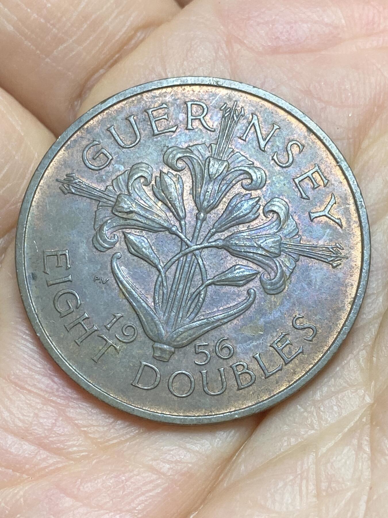 2025年第一百四十三场(总第一百六十九场）外国好品散币场(免佣金) 英属根西岛🇬🇬1956年8道布(伊丽莎白二世时期，最后一版8道布)