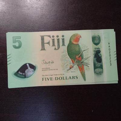 世界钱币～微拍第221期暨2025年第61期  最新货品（群里先挑剩）选购 - 2025年斐济5元塑料钞 全新绝品无47尾号223