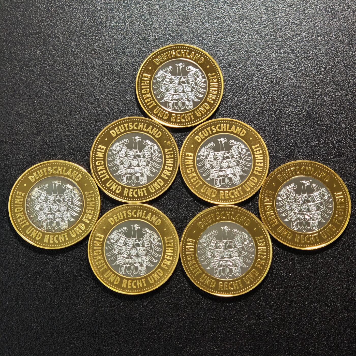 【德藏】世界币章拍卖第159期(元旦专场拍卖) 25枚一组 现代德国统一双色镀金镀银纪念章 直径约：32.5mm/枚；重约：9.42g/枚（说明卡23个）