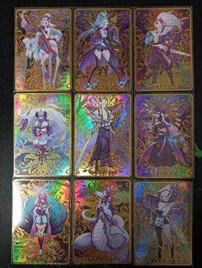 花开卡拍第53期（12月28号周日截拍，品控勿拍!!!拍品不寄存，运费5元，自制卡难免瑕疵，可能存在轻微撞角爆边等出厂瑕疵，品控介意勿拍！） - 玩卡秀 灵魂莲花 一套9张 烫金沙彩闪 