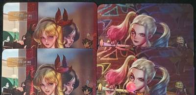 花开卡拍第53期（12月28号周日截拍，品控勿拍!!!拍品不寄存，运费5元，自制卡难免瑕疵，可能存在轻微撞角爆边等出厂瑕疵，品控介意勿拍！） - 冰狗卡牌 艺术对卡 兰琪+哈莉奎茵 4张