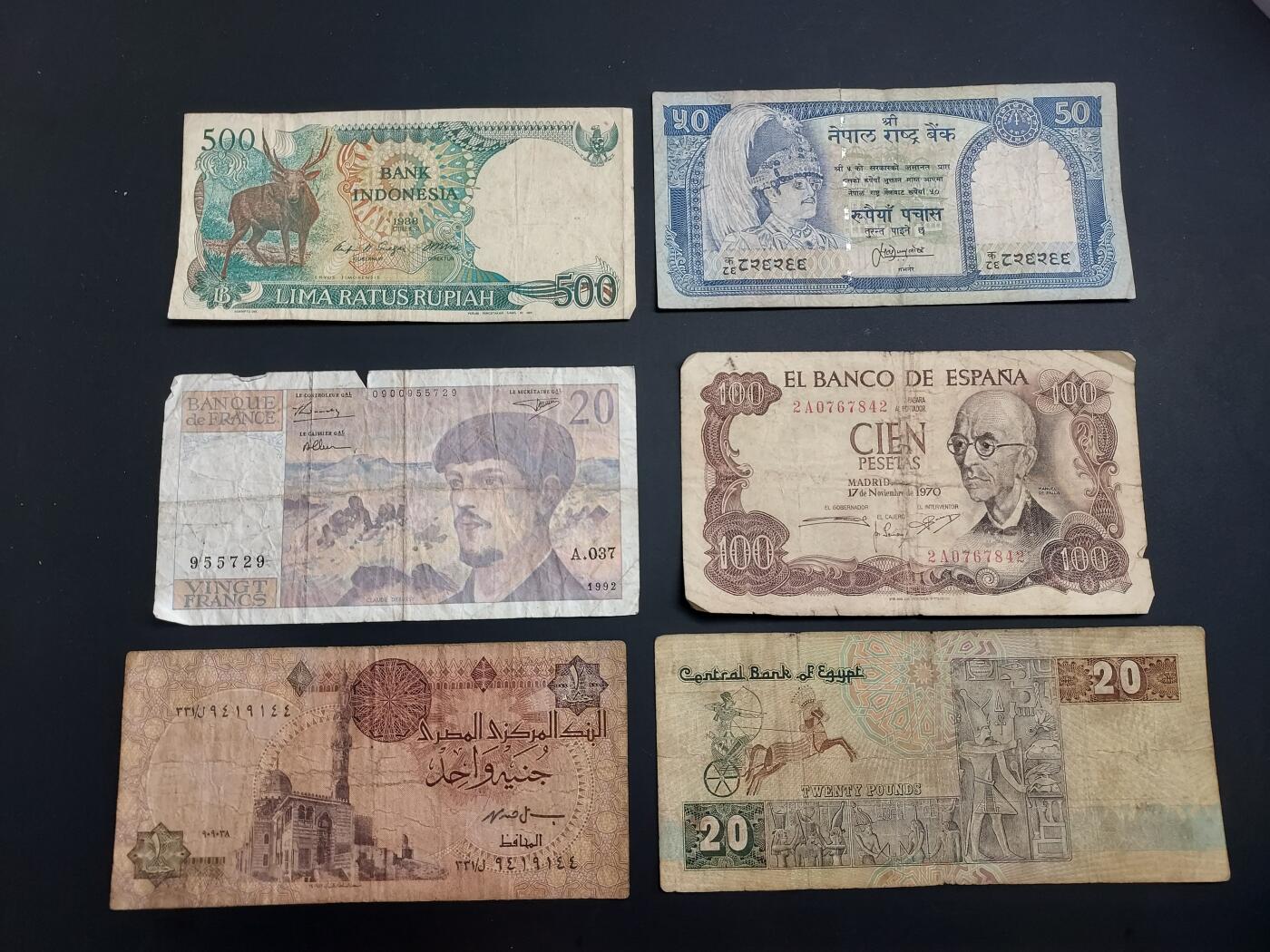 博彦收藏   1月3日 8点钱币专场 全场包邮 印尼等外国纸币6张流通品