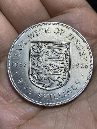 2025年第一百四十三场(总第一百六十九场）外国好品散币场(免佣金) - 英属泽西岛🇯🇪1966年5先令克朗型大币(诺曼征服900周年纪念币)