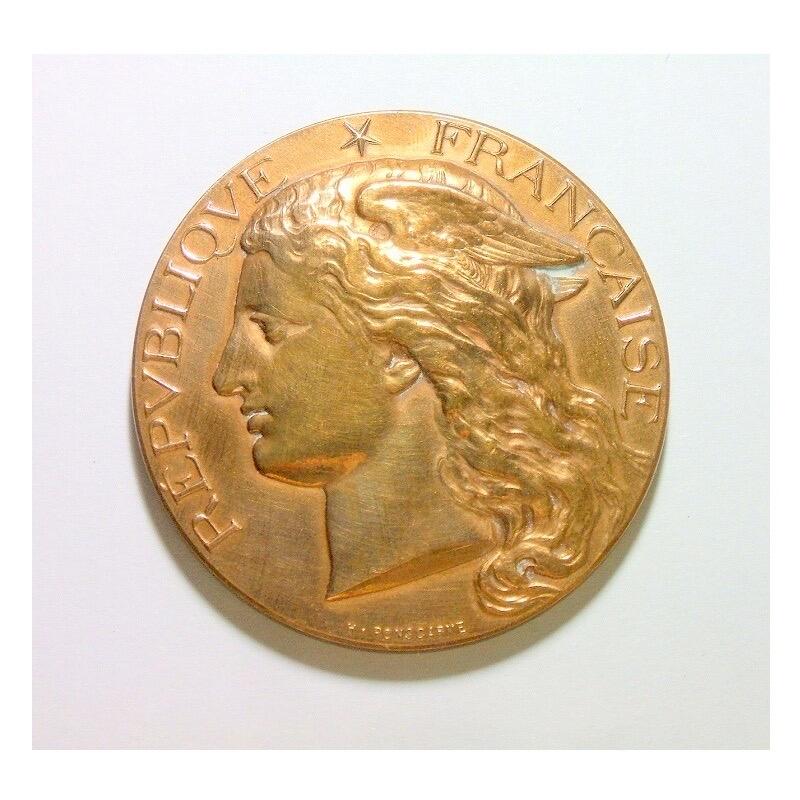 法国1896年 小飞侠女神头像高浮雕精制大铜章 50MM