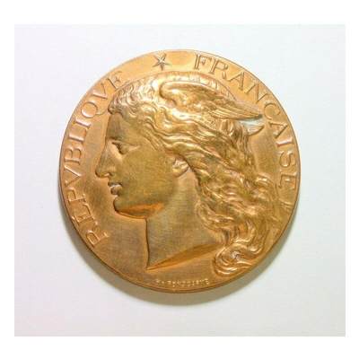 法国1896年 小飞侠女神头像高浮雕精制大铜章 50MM - 法国1896年 小飞侠女神头像高浮雕精制大铜章 50MM