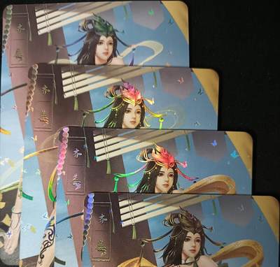 花开卡拍第53期（12月28号周日截拍，品控勿拍!!!拍品不寄存，运费5元，自制卡难免瑕疵，可能存在轻微撞角爆边等出厂瑕疵，品控介意勿拍！） - 绘天阁 艺术卡 妍华传齐姜彩闪三渐变+特藏 4张