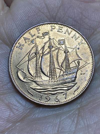 2025年第一百四十三场(总第一百六十九场）外国好品散币场(免佣金) - 英国🇬🇧1967年半便士(伊丽莎白二世青年桂冠第二版，普制币关门年)