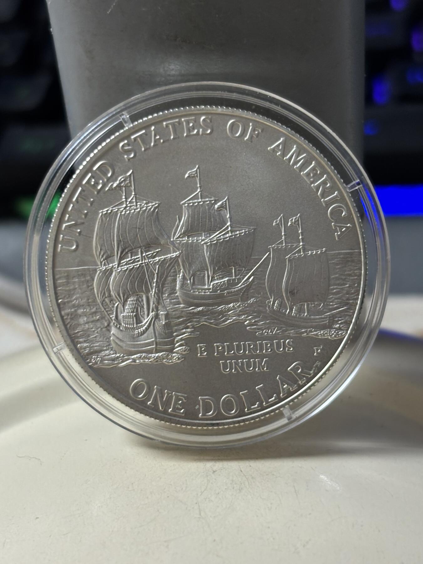 第186期拍卖 获奖美国2007年詹姆斯敦建城400周年纪念银币,900银，26.72克，荣获世界硬币大奖赛