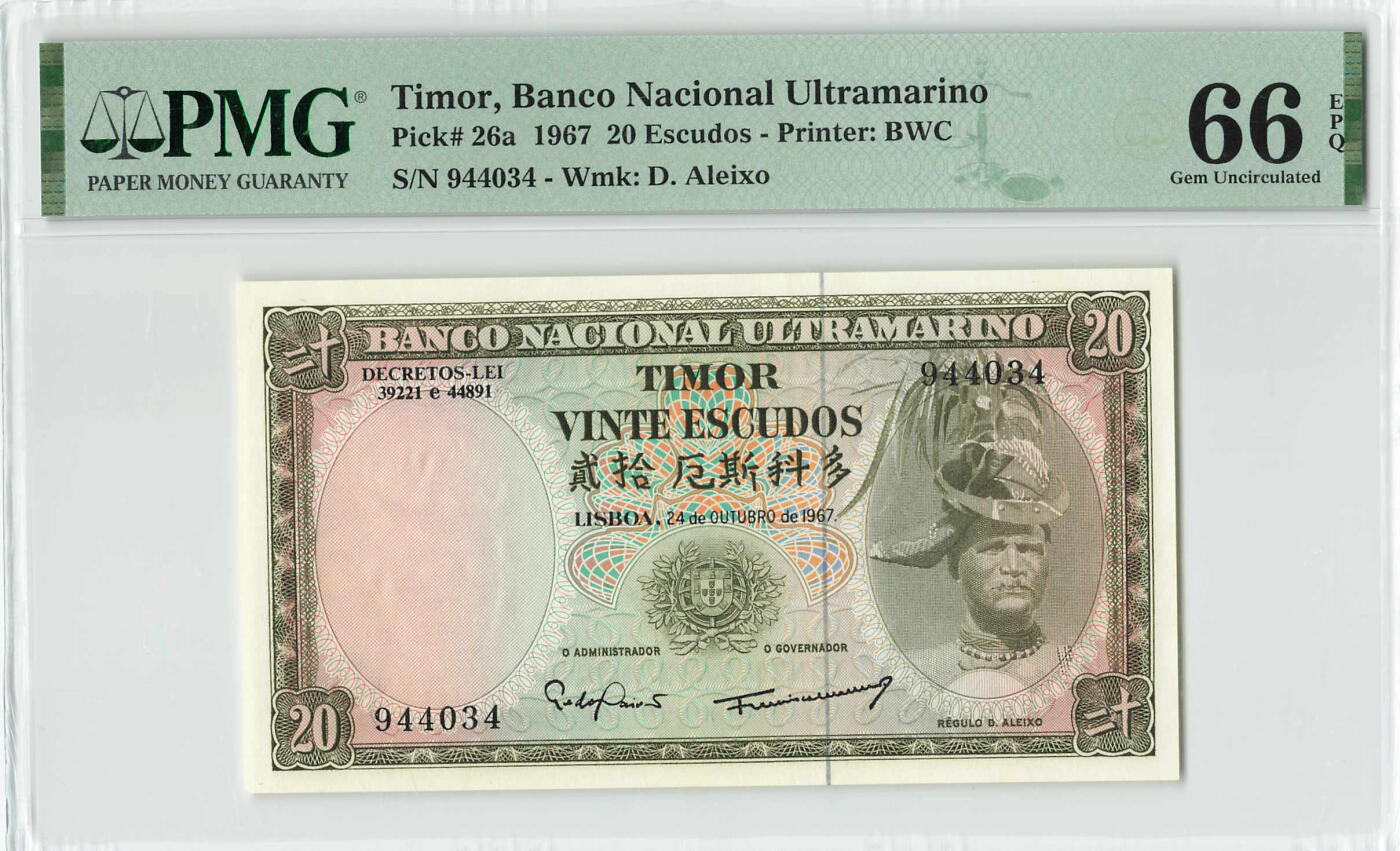 小福收藏拍卖第200期 【庆典场 中拍就有好礼相赠】评级币精选场 本期有捷克斯洛伐克20年100克朗慕夏作品大珍 69分倒置百位号布隆迪世界最大纸币  35年版加拿大经典 苏格兰格拉斯哥大学500年纪念钞倒置小号 卡塔尔80年100里亚尔冠军分 美国教育券 意大利拉斐尔 乌克兰 库克群岛 墨西哥 南斯拉夫 亚美尼亚等多国精美高分珍稀老钞精品纸币 东帝汶 1967年 20埃斯库多 PMG66 EPQ 亚军分