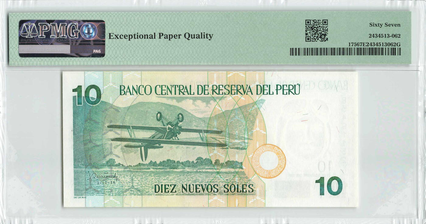 小福收藏拍卖第198期 评级币精选场  本期有菲律宾百位靓号100000比索超大纪念钞 苏里南25000盾花鸟版最高值 柬埔寨珍品56年50瑞尔 南越未发行版最高值打飞机  巴哈马彩背 老挝中国代印57年样钞 匈牙利 斯洛伐克 法罗群岛等多国精美高分珍稀老钞精品纸币 秘鲁 2001年 10索尔 PMG67 EPQ 亚军分（冠军分仅1枚）