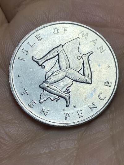 2025年第一百四十三场(总第一百六十九场）外国好品散币场(免佣金) - 英属马恩岛🇮🇲1976年10便士(伊丽莎白二世中年花冠，十进制第二套第一版，带普乔伊厂PM标记版)