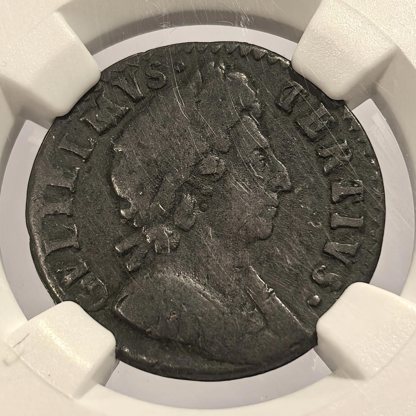 博洋堂世界钱币拍卖第154期（全场包邮） NGC VG8 英国1699年威廉三世1/4便士铜币