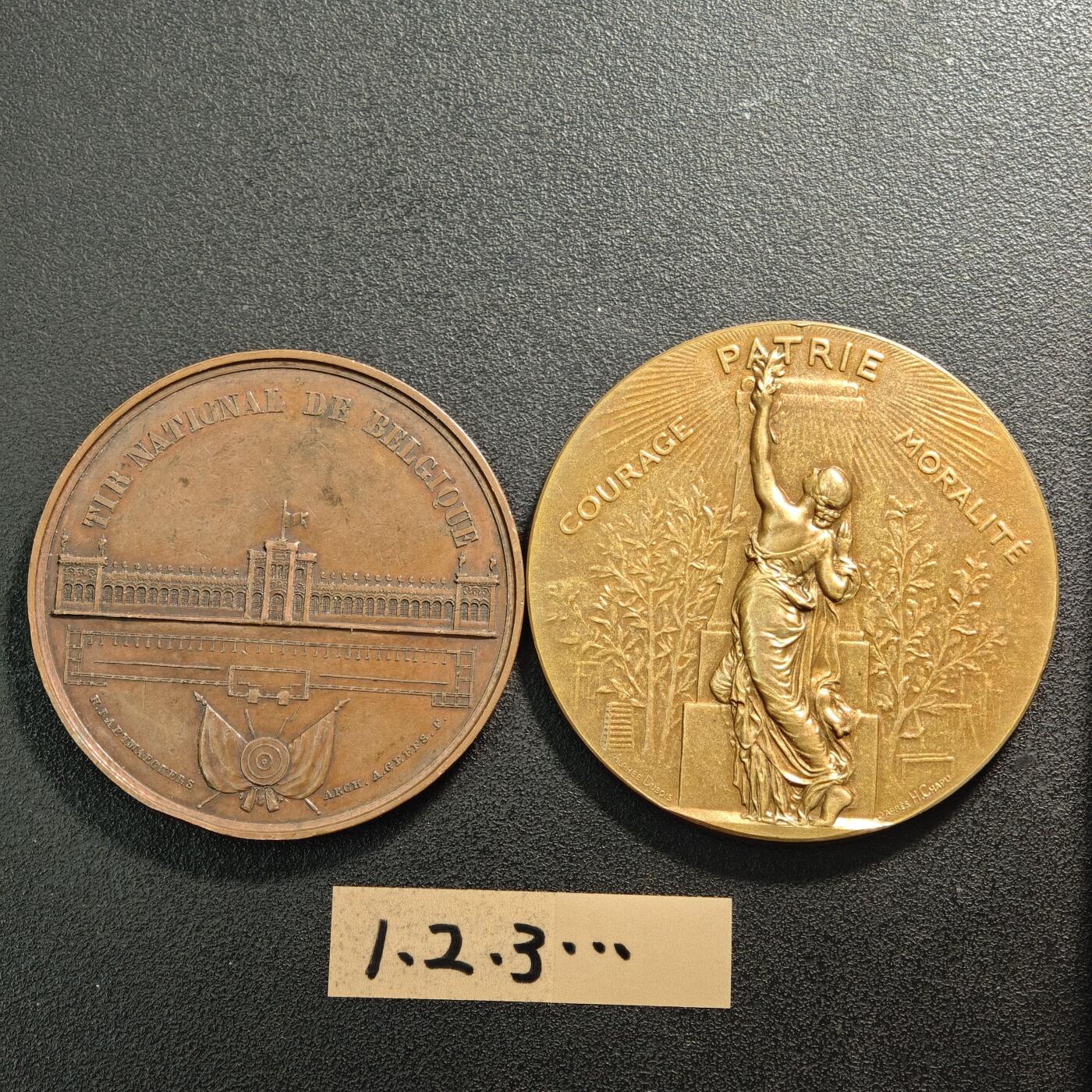 【德藏】世界币章拍卖第159期(元旦专场拍卖) 2枚一组 欧洲老铜章 详细尺寸请看拍品介绍