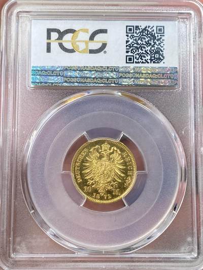 万国钱币拍卖第058期（万国新年大拍） PCGS PR64CAM 1872年德国普鲁士威廉一世短翅精制10马克金币 柏林厂铸 罕见早期精制短翅金马克 PCGS亚军分 深度精铸镜面小镜子一枚 3.98g 900金