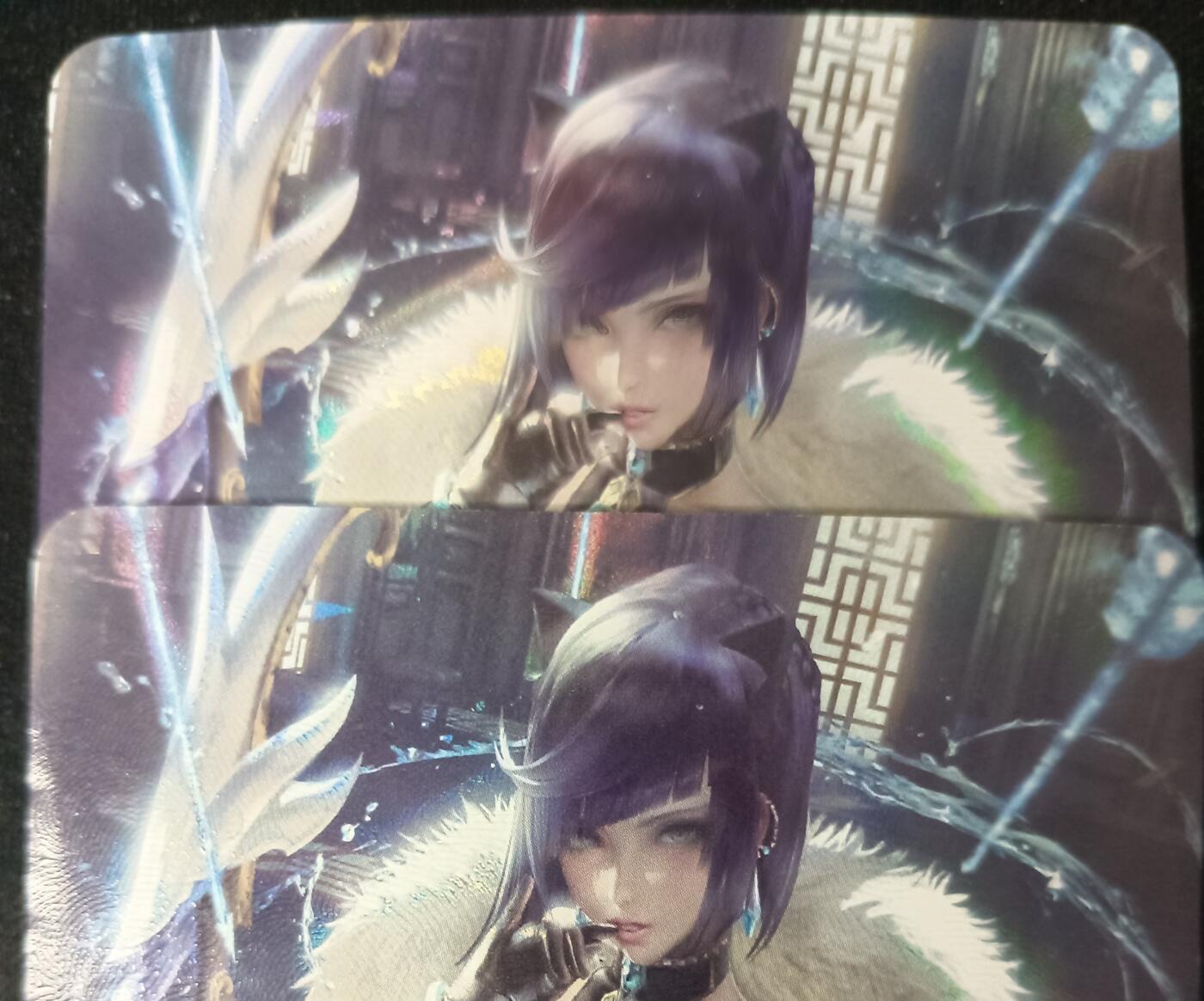 花开卡拍第53期（12月28号周日截拍，品控勿拍!!!拍品不寄存，运费5元，自制卡难免瑕疵，可能存在轻微撞角爆边等出厂瑕疵，品控介意勿拍！） 冰狗卡牌 艺术对卡 原神夜阑 2张