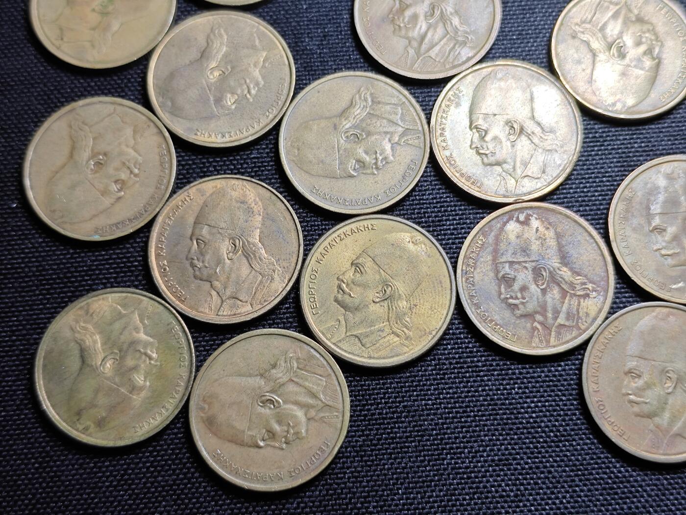 KK钱币收藏小铺 《套币 好品/批量散币专场》  2月预留时间 周末发货  希腊2德拉克马铜币22枚一组