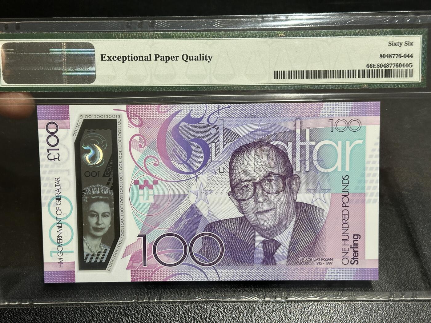 《外钞收藏家》第五百九十七期（年底收官场）（本平台长期征集拍品、欢迎藏友们联系合作） 【首发AAA无47倒置号】英属直布罗陀最高值100英镑 帝王紫的配色非常贵气 AAA首发并且是倒置号非常难得