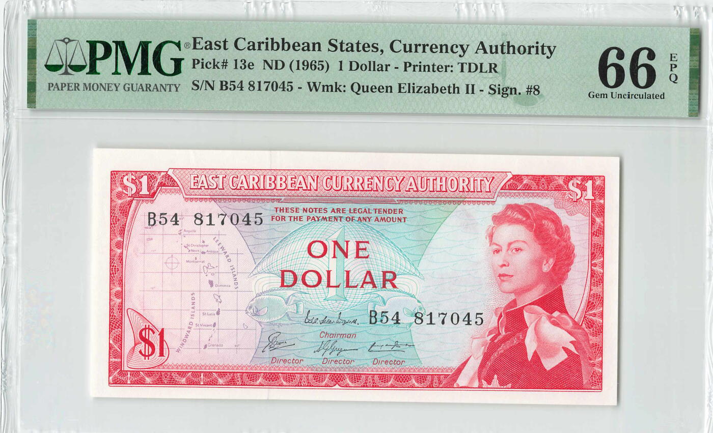 小福收藏拍卖第200期 【庆典场 中拍就有好礼相赠】评级币精选场 本期有捷克斯洛伐克20年100克朗慕夏作品大珍 69分倒置百位号布隆迪世界最大纸币  35年版加拿大经典 苏格兰格拉斯哥大学500年纪念钞倒置小号 卡塔尔80年100里亚尔冠军分 美国教育券 意大利拉斐尔 乌克兰 库克群岛 墨西哥 南斯拉夫 亚美尼亚等多国精美高分珍稀老钞精品纸币 东加勒比 1965年 1元 PMG66 EPQ 季军分