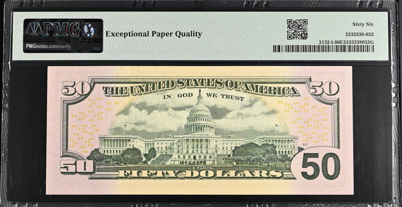 《艾美收藏》第226期-12.28周日外币精品场-蛇年收官 美国2013年彩版50美元PMG66E倒置靓号 尤利西斯·S·格兰特总统 这位联邦将军连任两届，帮助国家从内战中恢复