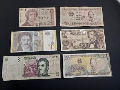 博彦收藏   1月3日 8点钱币专场 全场包邮 - 越南等外国纸币6张 流通品