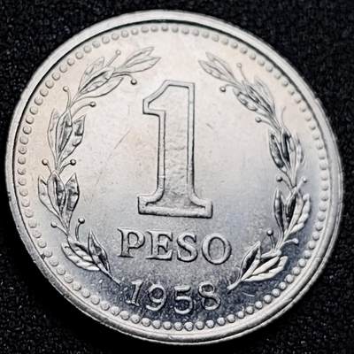 泉币菌-第155场-精品福利场 - 原光极美 阿根廷1958年 1比索 25.6mm 美洲硬币 