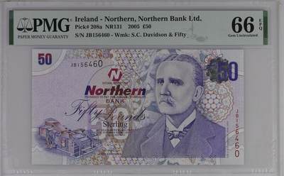 🐍甜小邱世界纸币收藏🐍第138期精品场💐 - JB首发冠 PMG66 北爱尔兰 50镑 北方银行 2005