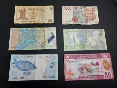 博彦收藏   1月3日 8点钱币专场 全场包邮 - 斯里兰卡等外国纸币6张 流通品