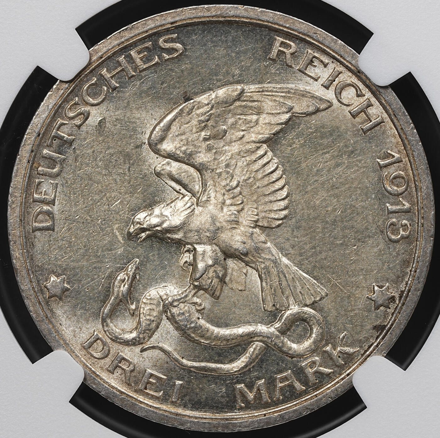 修遠堂世界钱币第九十九期 NGC MS62 1913年普鲁士战胜拿破仑100周年纪念3马克银币