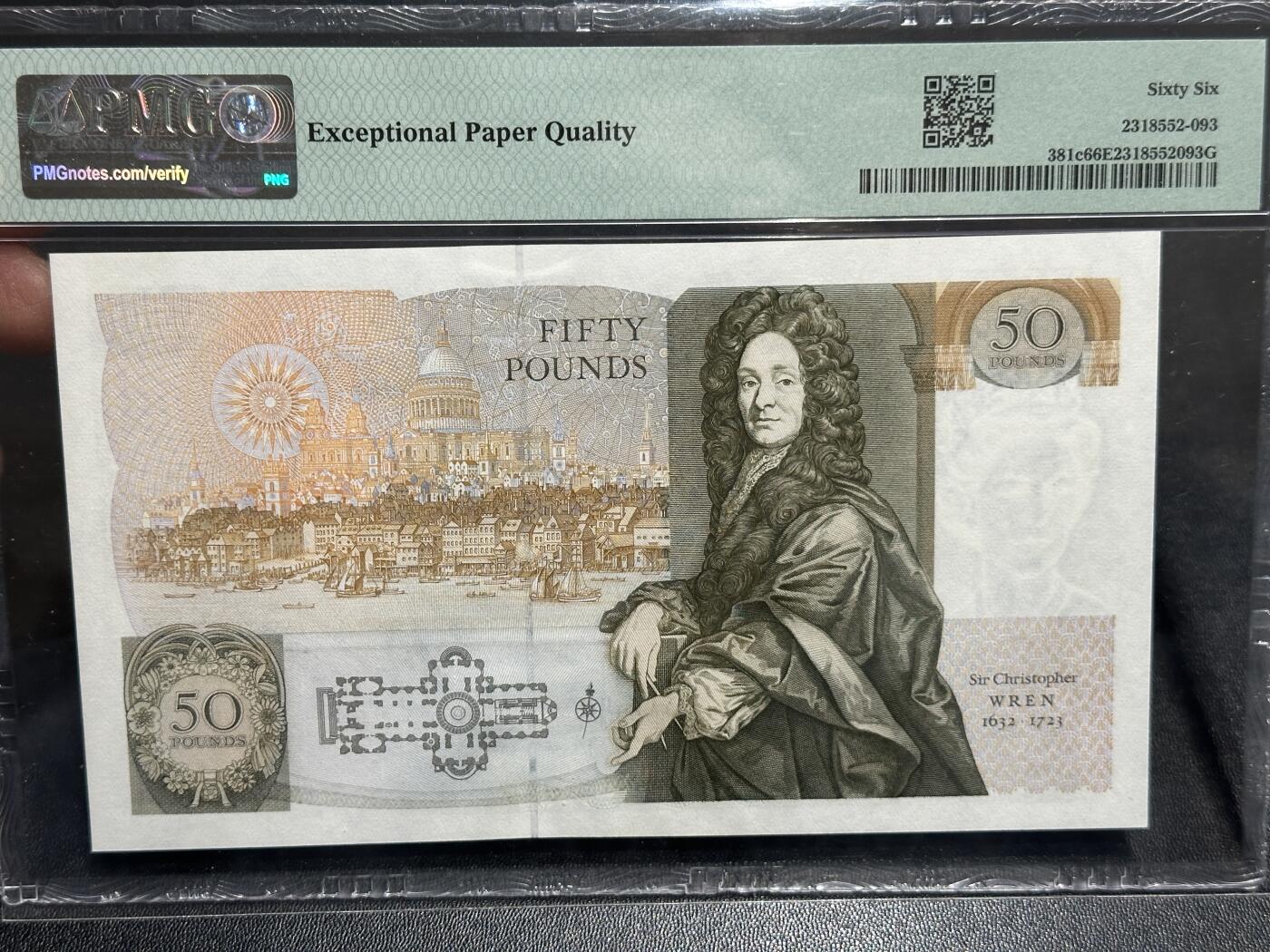 《外钞收藏家》第五百九十七期（年底收官场）（本平台长期征集拍品、欢迎藏友们联系合作） 1991-93年英国D序列50镑 PMG66 无47靓号（381c）