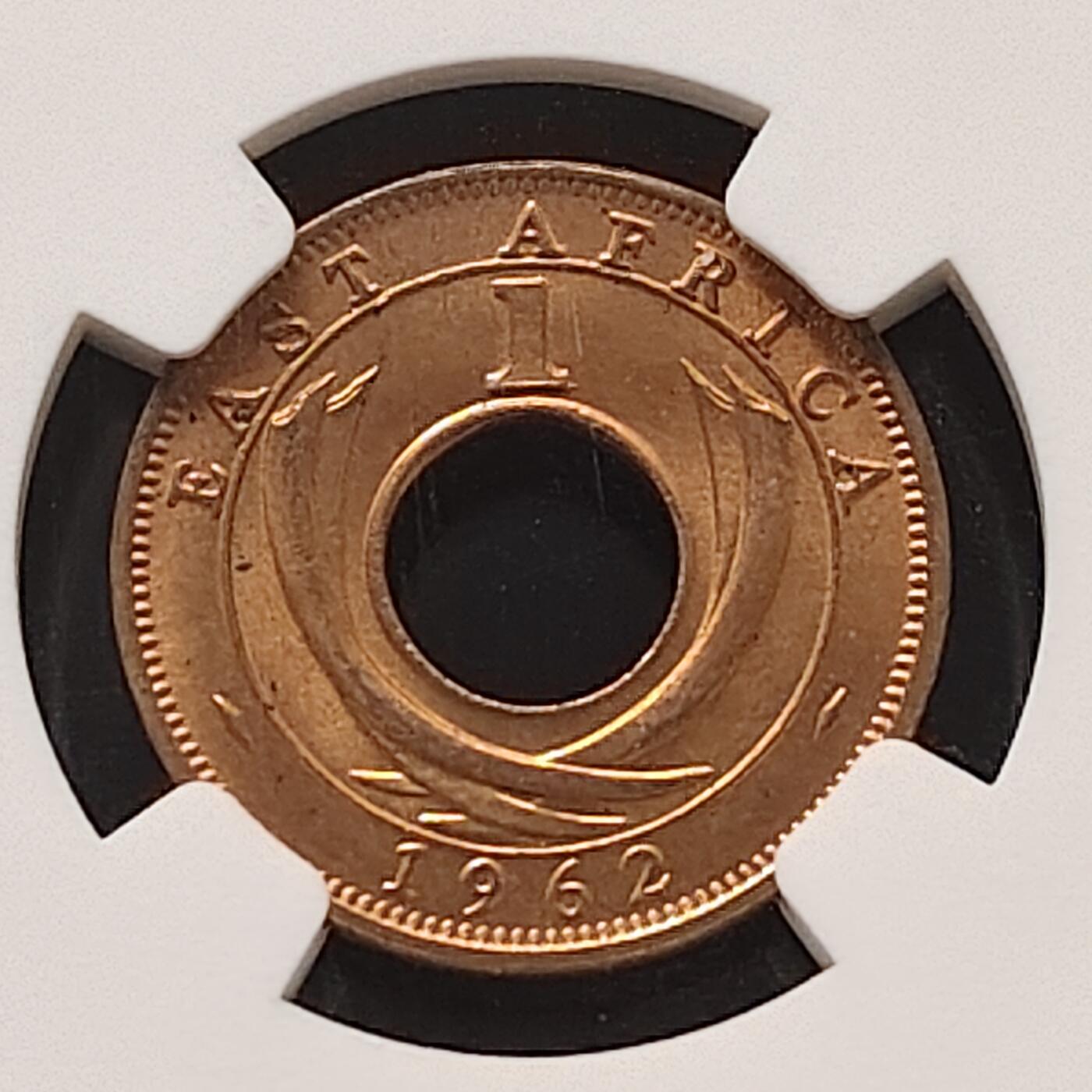 【全场包邮】纯粹捡漏拍491场（免费代拍第28场） 【收藏级·冠军分】东非1962年H厂1分铜币-NGC MS66 RB