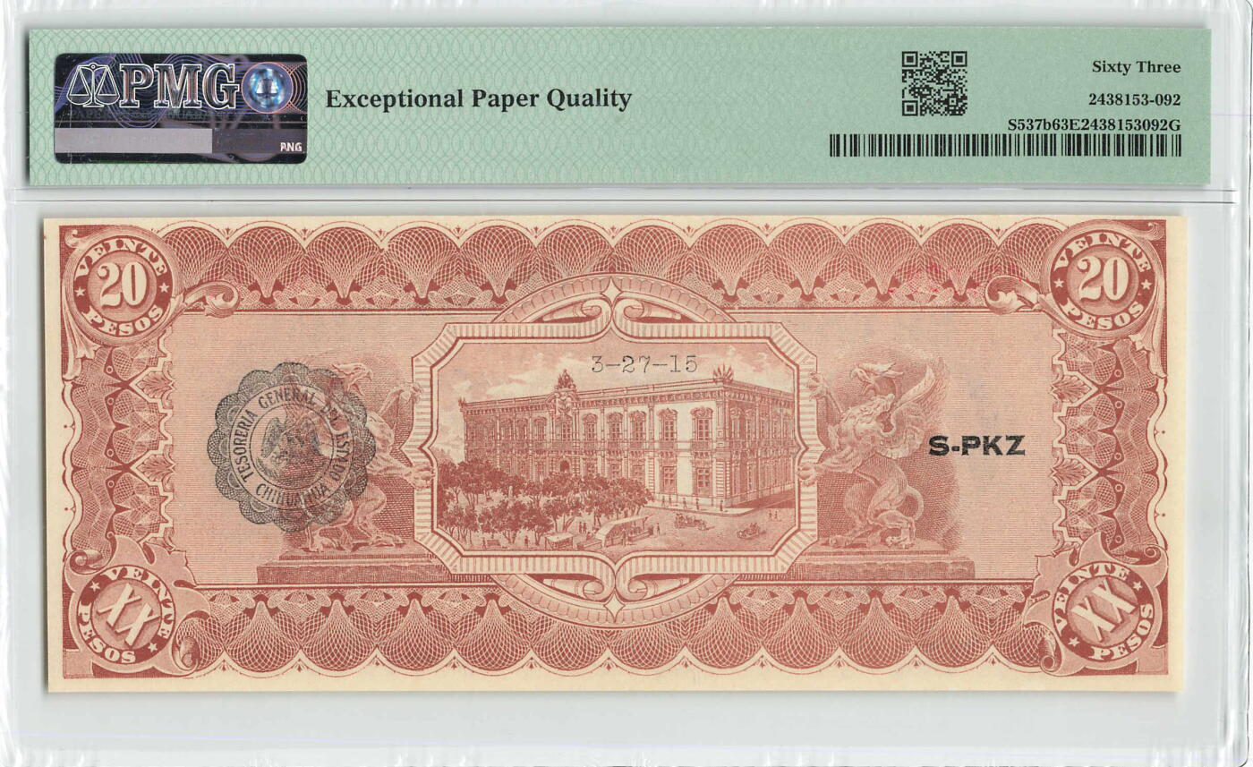 小福收藏拍卖第200期 【庆典场 中拍就有好礼相赠】评级币精选场 本期有捷克斯洛伐克20年100克朗慕夏作品大珍 69分倒置百位号布隆迪世界最大纸币  35年版加拿大经典 苏格兰格拉斯哥大学500年纪念钞倒置小号 卡塔尔80年100里亚尔冠军分 美国教育券 意大利拉斐尔 乌克兰 库克群岛 墨西哥 南斯拉夫 亚美尼亚等多国精美高分珍稀老钞精品纸币 墨西哥 1915年 20比索 少见 PMG63 EPQ