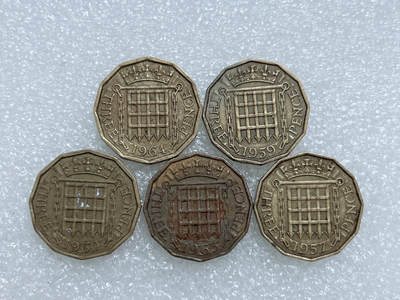 第一海外回流一元起拍收藏 散集专场  第283期 - 英国3便士黄铜币 5枚