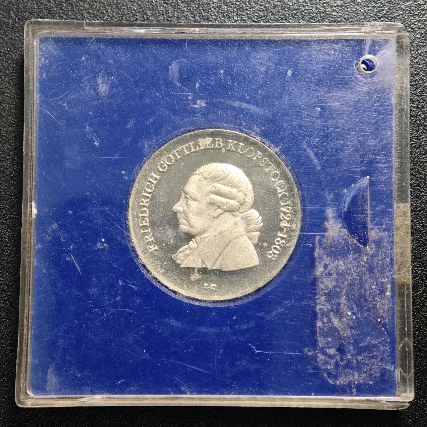 【德藏】世界币章拍卖第159期(元旦专场拍卖) 1978年 东德诗人弗里德里希·戈特利布·克洛普斯托克逝世175周年5马克纪念镍币 直径约：29mm；重约：12g