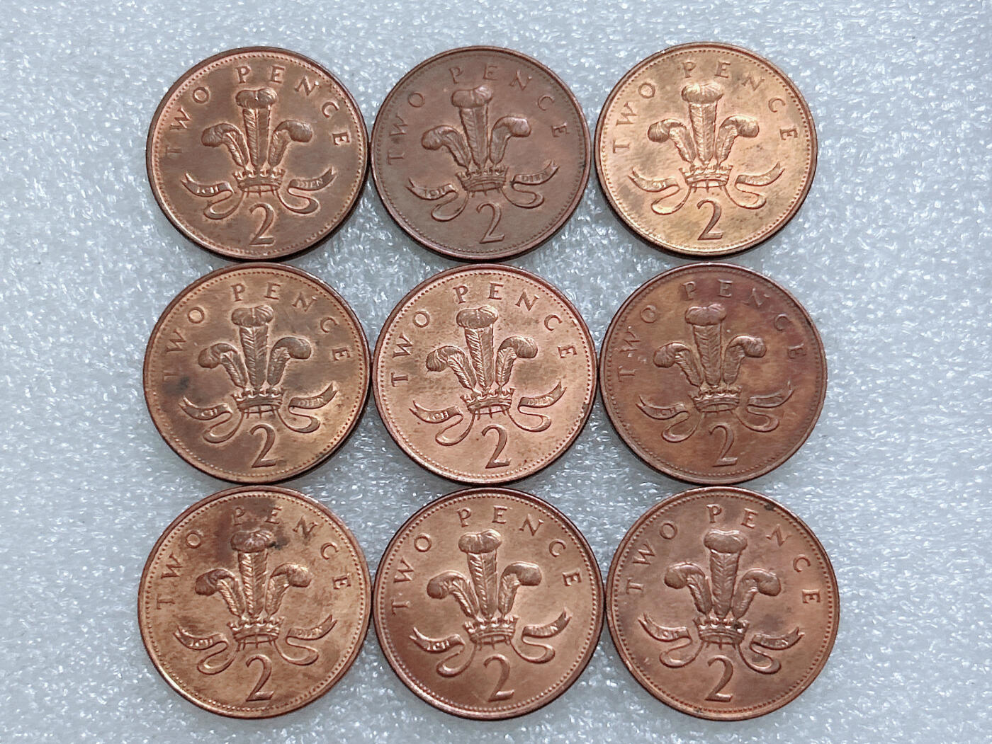 第一海外回流一元起拍收藏 散集专场  第283期 英国2便士硬币 9枚 老年女王版