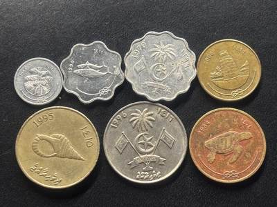 邮泉阁限时拍卖第三十八场 亚洲专场（硬币在国外。请付邮费6元。） - 马尔代夫7枚