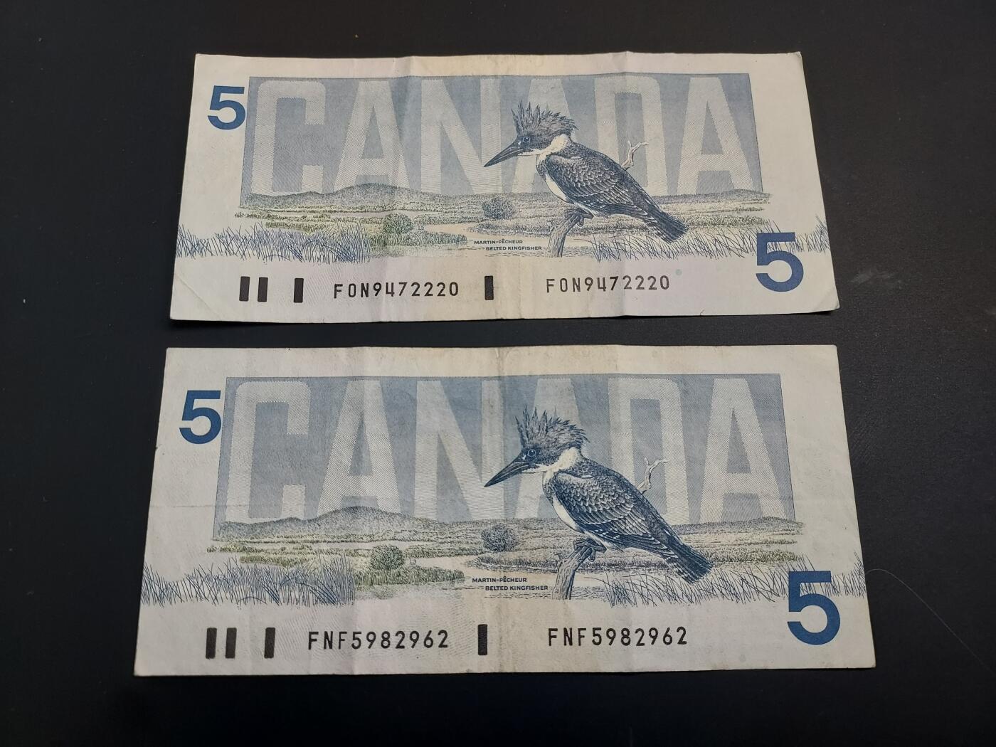 博彦收藏   1月3日 8点钱币专场 全场包邮 加拿大 鸟版 5元2枚 流通品