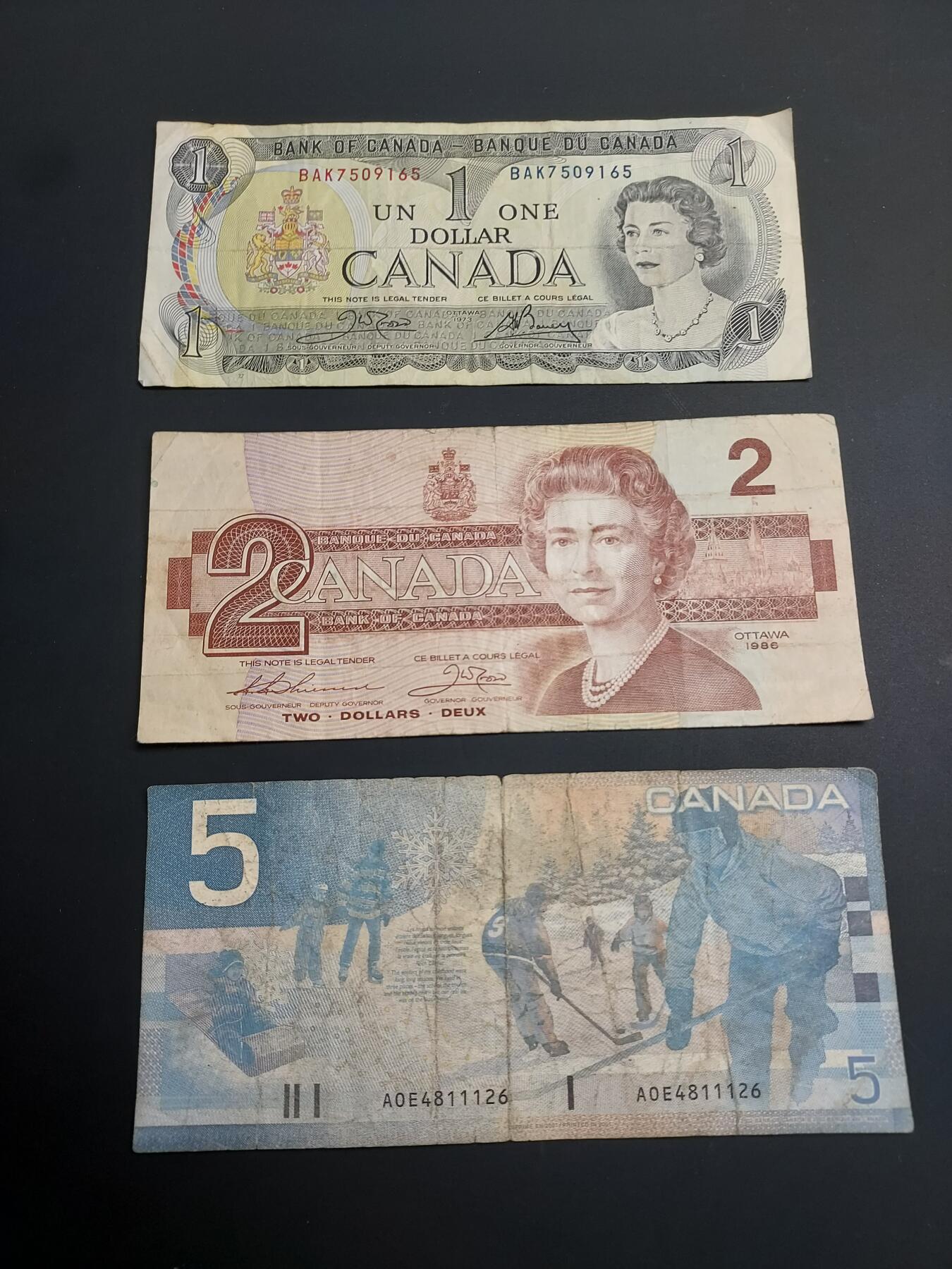 博彦收藏   1月3日 8点钱币专场 全场包邮 加拿大旧版1/2/5元 流通品